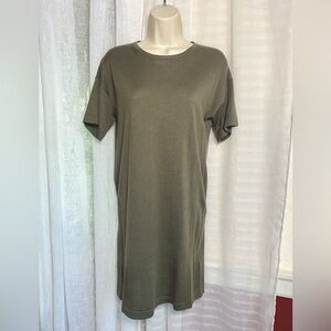 NAADAM Cashmere/Silk Blend T-Shirt Dress Taupe Brown XS